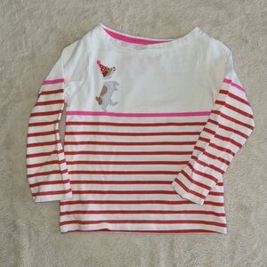 Mini Boden Red and White Striped Long Sleeve Tee